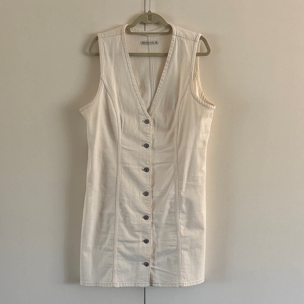 Abercrombie & Fitch Cream V-Neck Mini Dress